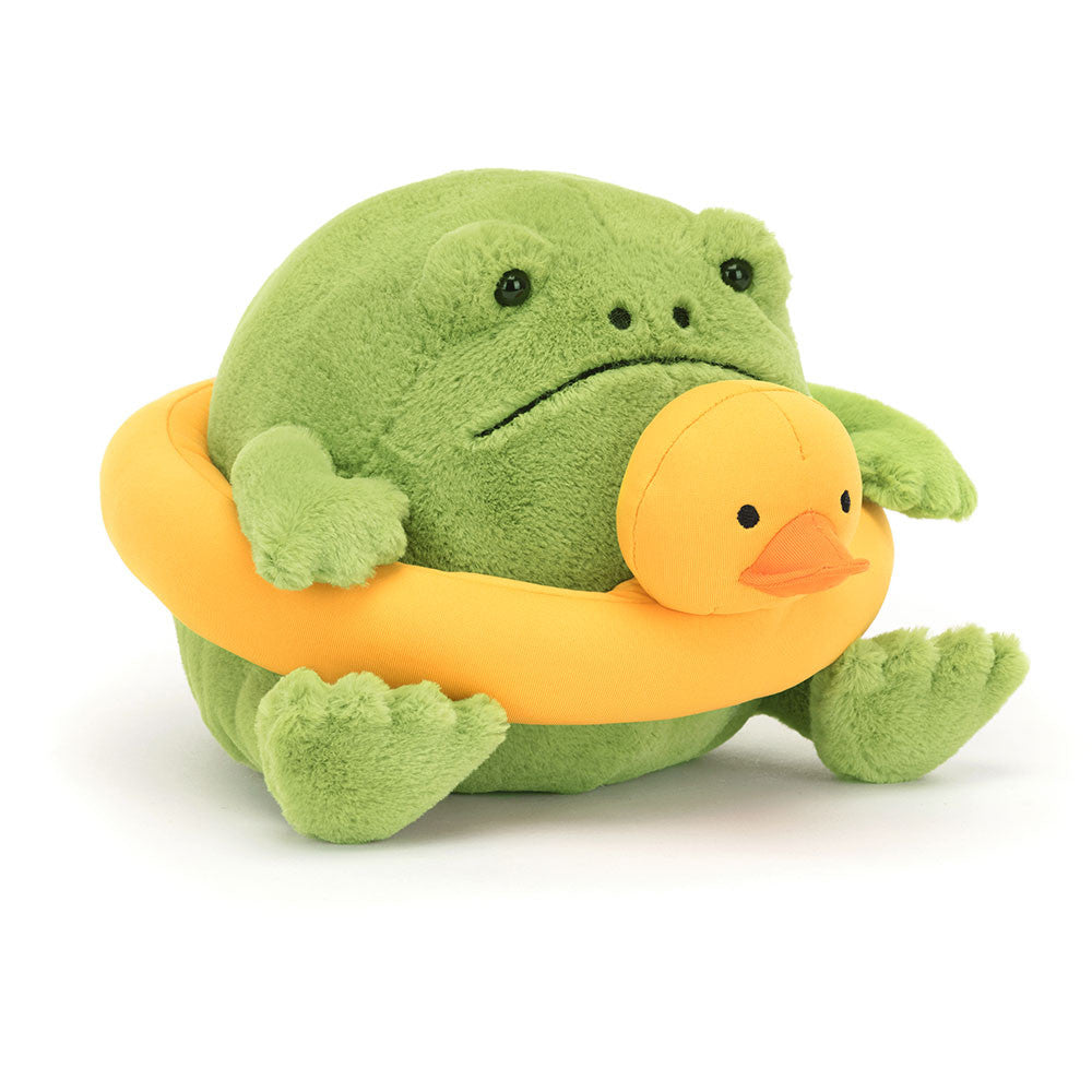 Geen Cute Frog Want To Swim With Duck