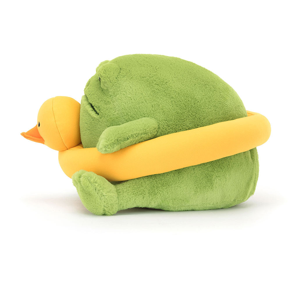 Geen Cute Frog Want To Swim With Duck