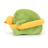 Geen Cute Frog Want To Swim With Duck